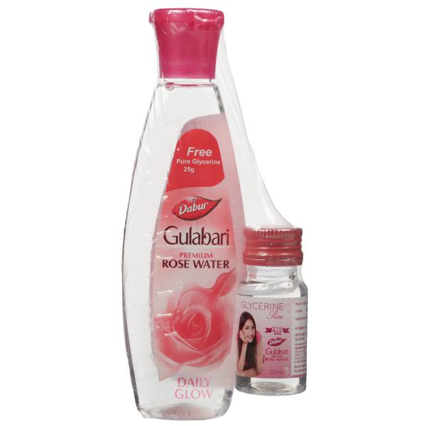 Dabur Gulabari Rose Water 120ml with Free Pure Glycerine 25 Gm