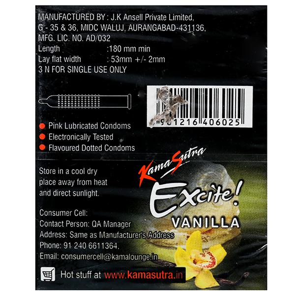 Kama Sutra Vanilla Flavoured Dotted Condoms (3 Condoms)