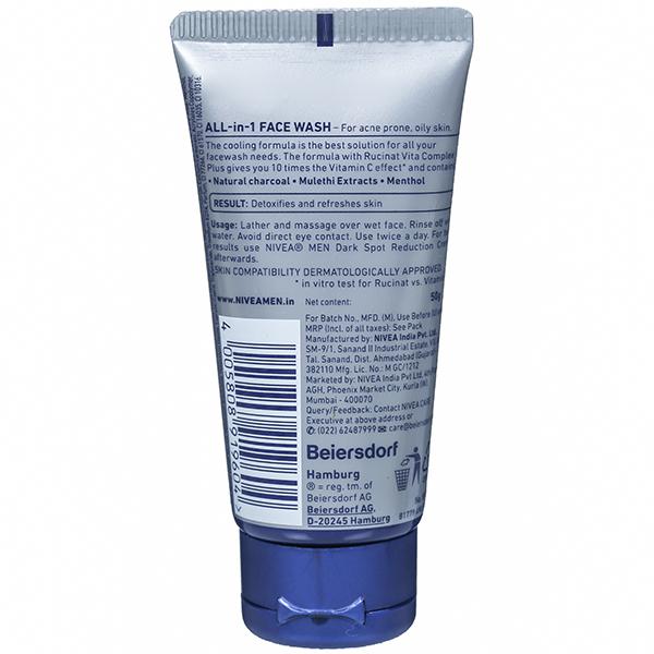 Nivea Men All-In-1 Charcoal Vitamin C Effect Face Wash