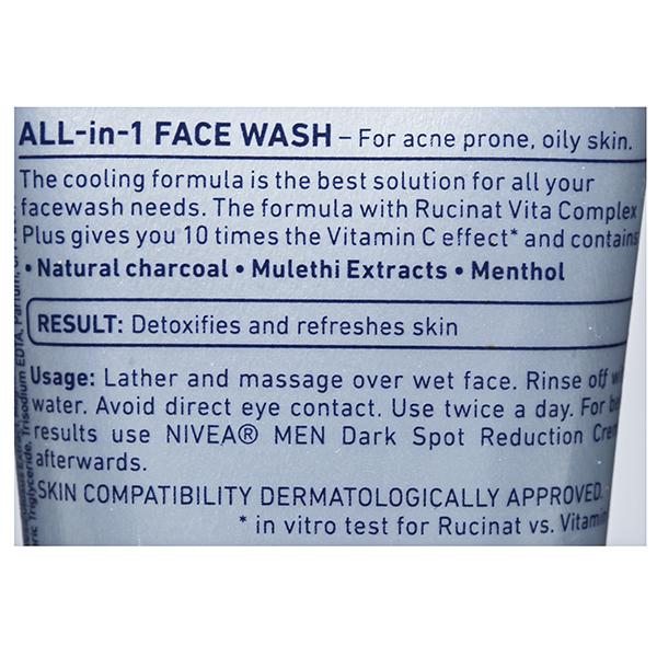 Nivea Men All-In-1 Charcoal Vitamin C Effect Face Wash