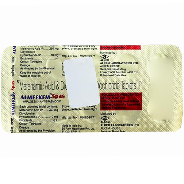 Almefkem Spas 10Mg/250Mg Tablet