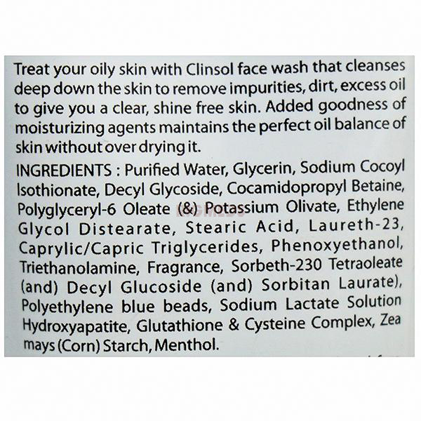 Clinsol Effective Cleansing Long Lasting Oil-Control Protection Face Wash