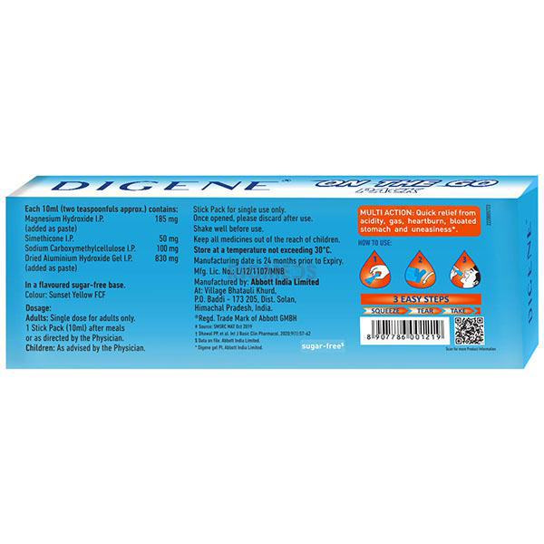 Digene Gel On The Go Stick Pack Orange (10ml Pack)