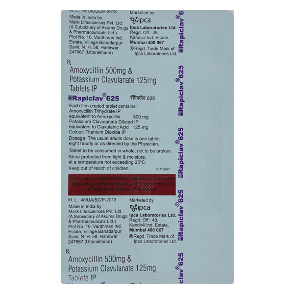 Rapiclav 625 Tablet