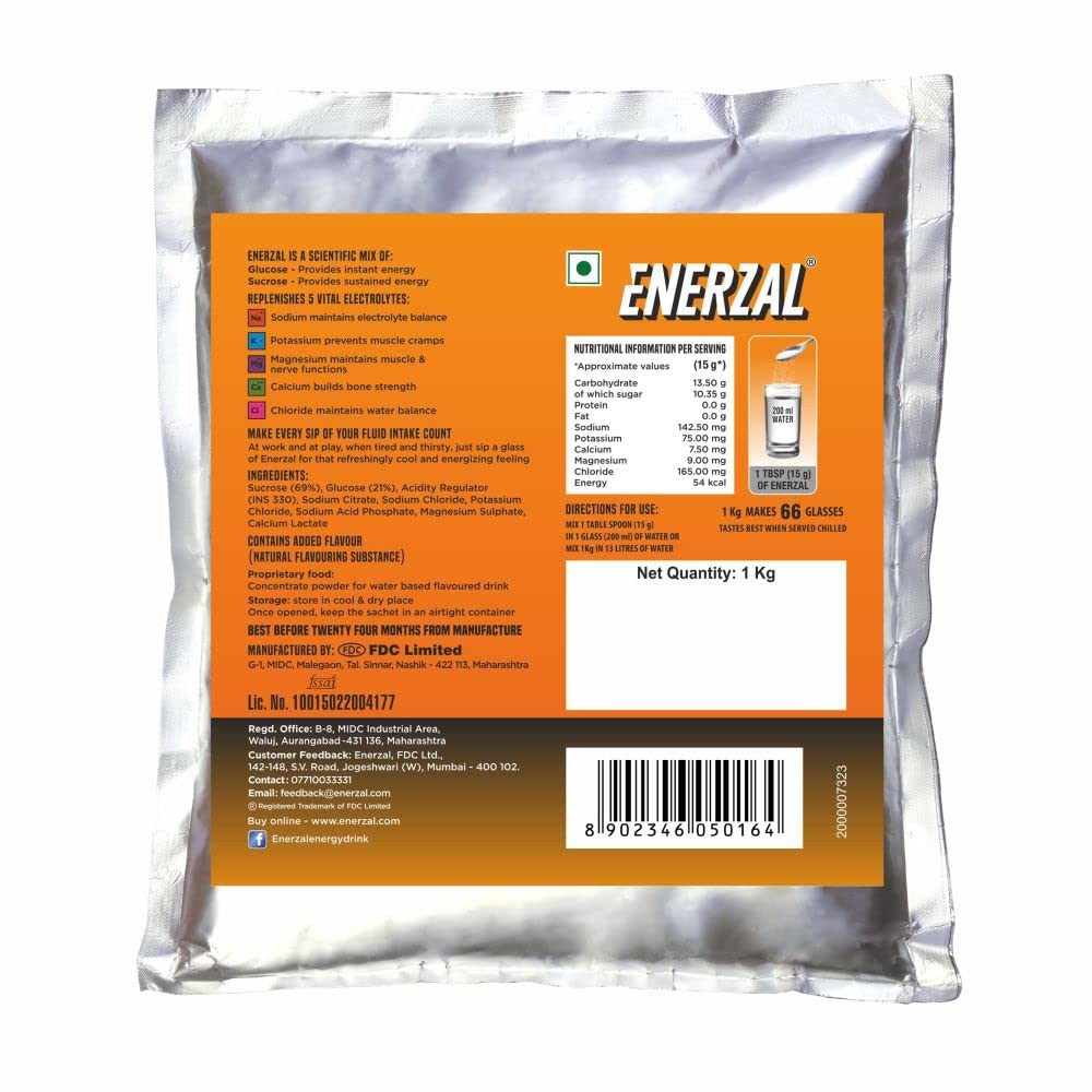 Enerzal Energy Drink Powder Orange (1Kg)