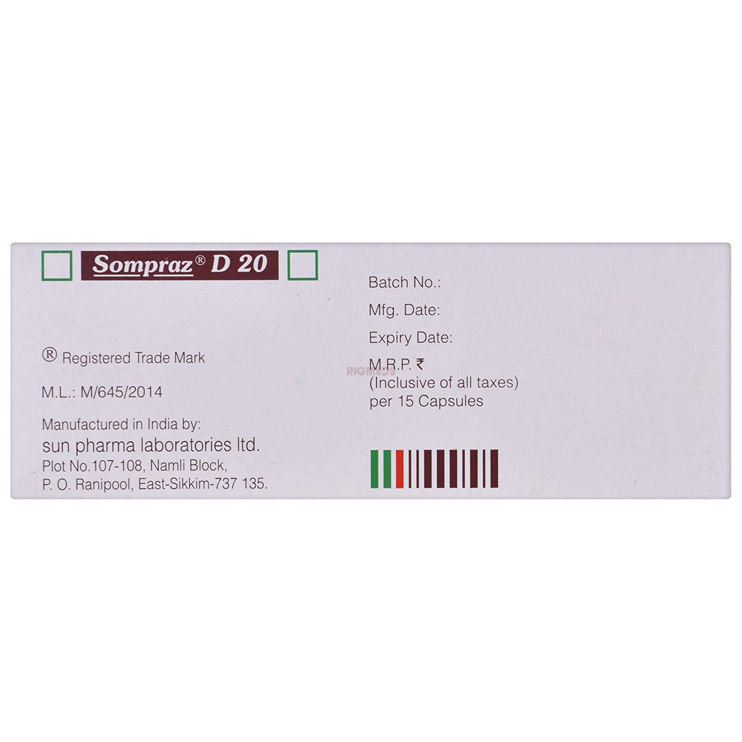 Sompraz D 20 Capsule SR