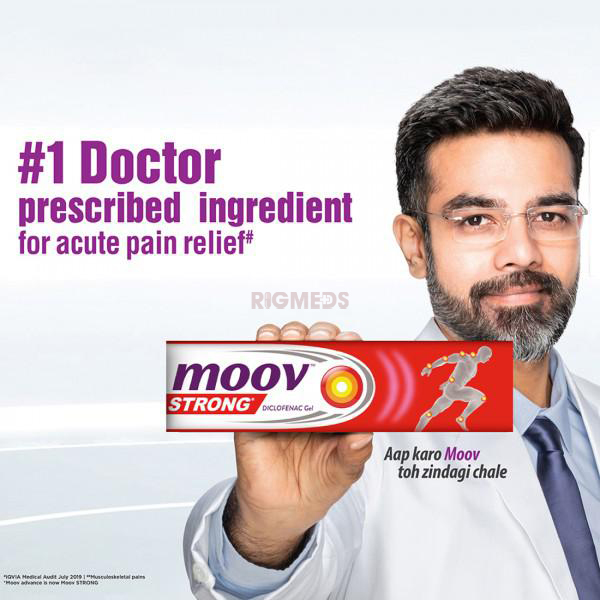Moov Strong Diclofenac Pain Relief Gel with 125ml Dettol Antiseptic Liquid Free (50 Gm)