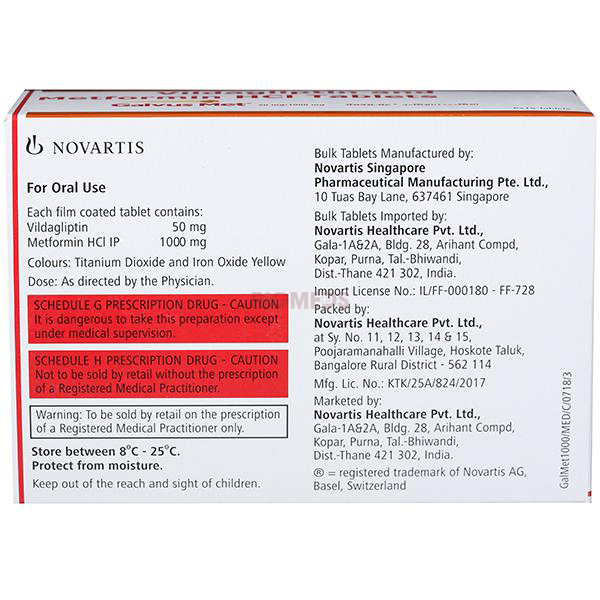 Galvus Met 50Mg/1000Mg Tablet